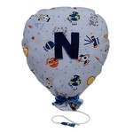 Hanging decorative balloon blue with space theme and monogram made to order
