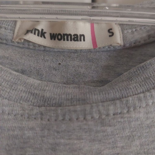 Pink Woman grey t-shirt used, size S, 100% cotton