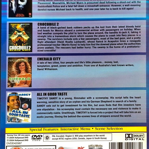 DVD 4 Film Collection: Halloween 5, Crocodile 2, Emerald City, All in Good Taste