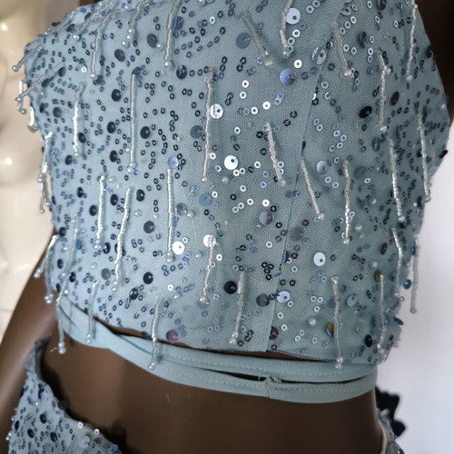 Set crop top and skirt baby blue new, handmade