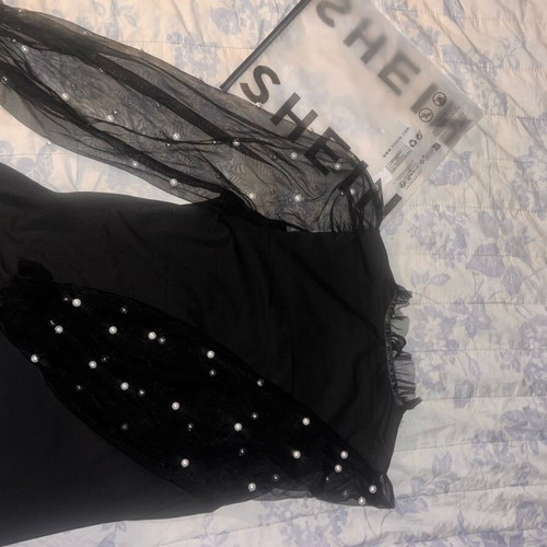 Shein blouse with pearls new, size XL, black