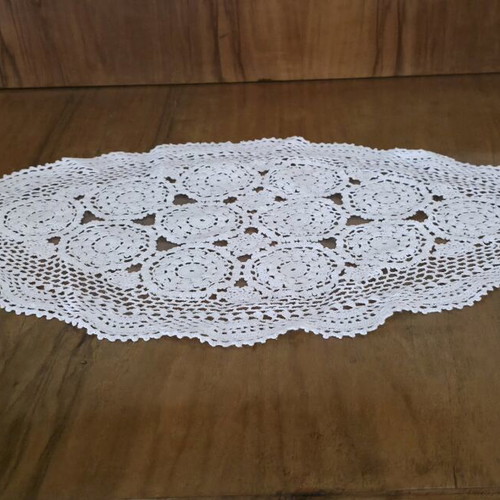 Handmade oval crochet lace doily like new