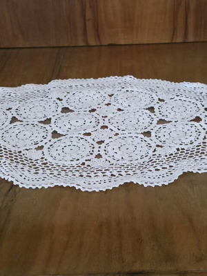 Handmade oval crochet lace doily like new