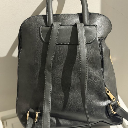 Women's backpack bag, grey mouse color, 2 outer pockets