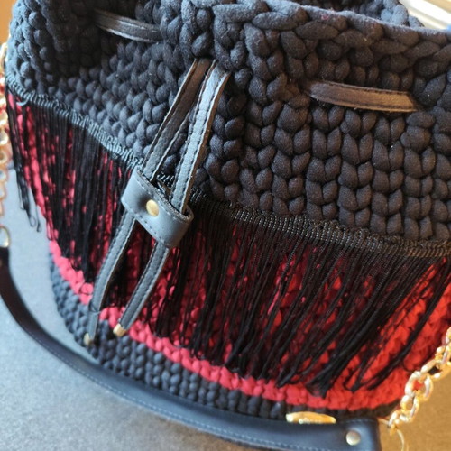 Handmade pouch bag black and red new