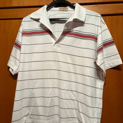 Men's blouse XL like new, white with multicolor stripes