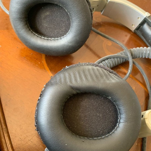 Turbo X headphones used with coiled cable and 3.5mm jack plug