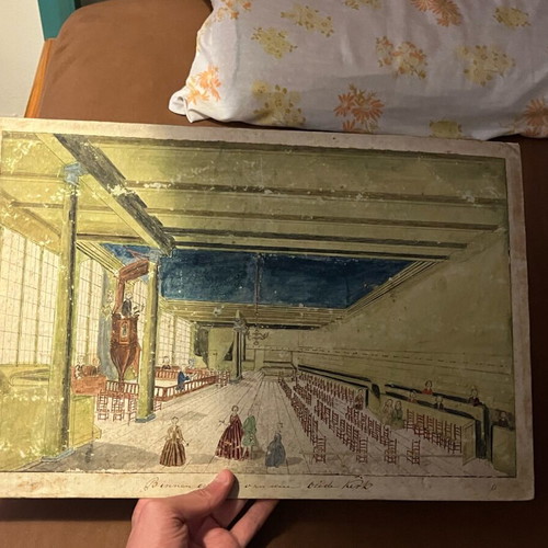 Old painting used, 18th century with detail and precision