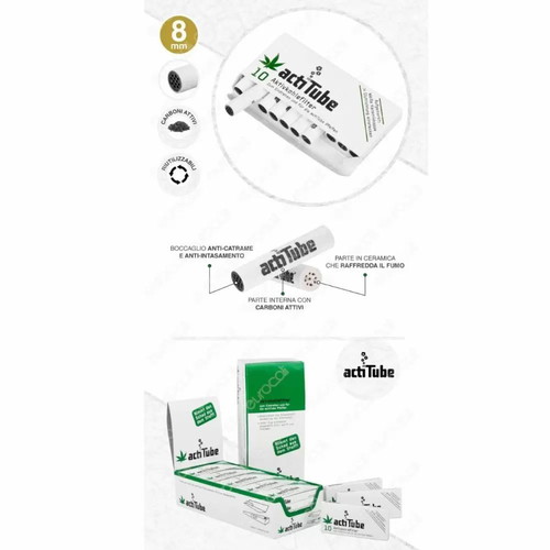 ActiTube Charcoal Filters for Smoking Pipe 10 pcs 8mm new