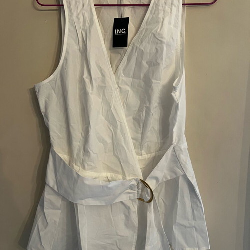Poplin sleeveless top white, size L, new