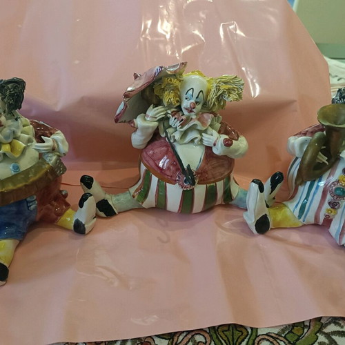 Vintage collectible handmade clown set of 3 like new