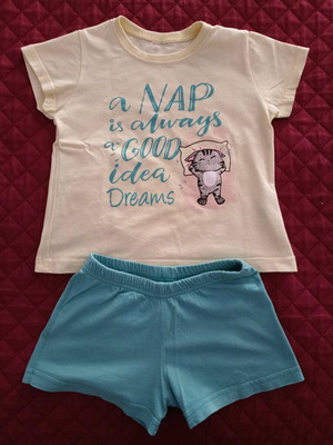 Children's pajamas like new, size 3, cotton, yellow with petrol