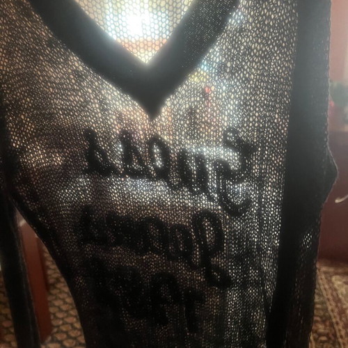 Guess blouse new transparent knit with sequins black size S
