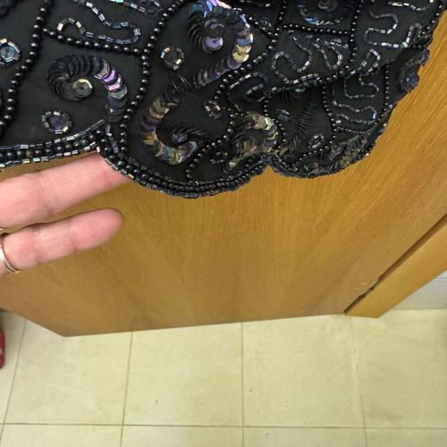 Embroidered dress with sequins and beads like new, black and silver, size S
