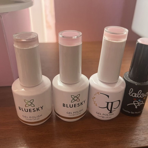 Semipermanent nail polishes pink-nude like new, set of 4