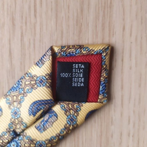 S.T.Dupont silk men's tie like new yellow and turquoise