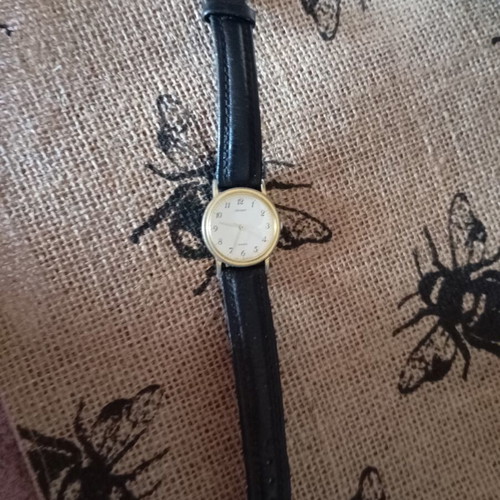 Orient vintage watch used, black and gold, unisex
