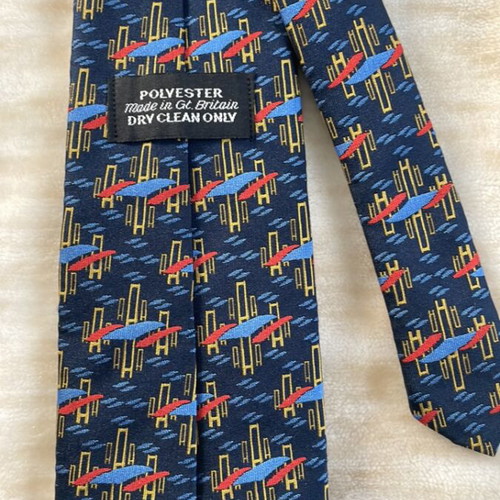 Collectible tie with Forth Road Bridge design like new, blue, polyester