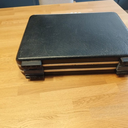Vintage leather briefcase Delsey used black