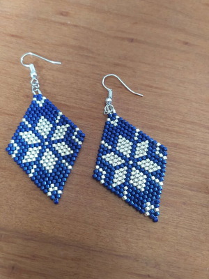 Miyuki earrings new, blue and silver