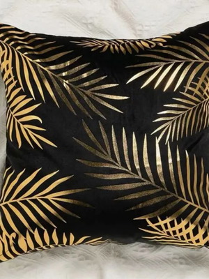 Pillowcase super-soft black with gold leaves 45x45 new