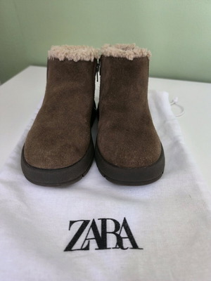 ZARA Δερμάτινα Παιδικά Μποτάκια Σαν Καινούργια No. 24 Καφέ με Γούνα