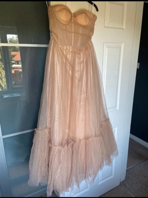 Φόρεμα Hellymoon μακρύ μεταχειρισμένο, μπεζ με τούλι