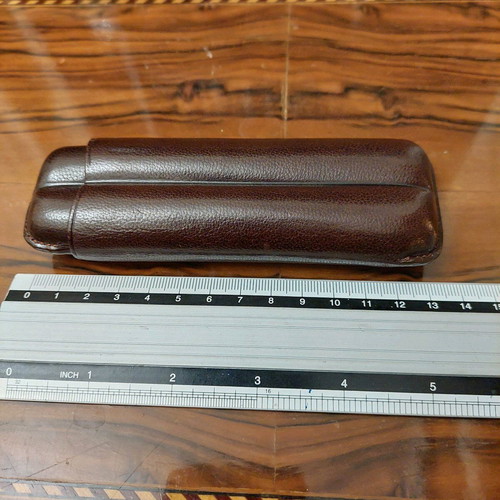 Leather case for 2 cigars new, brown