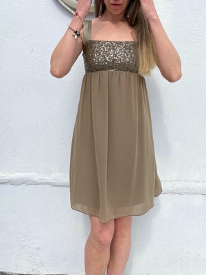 Benetton babydoll dress like new, size XS/S, beige