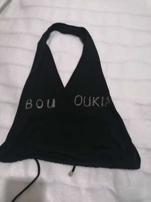 Mango top V backless with tie at back, black, size S, used