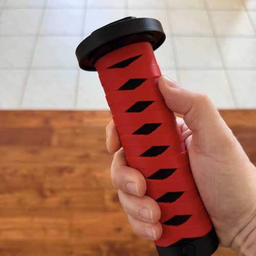 3D printed folding katana toy, 82cm, red and black design