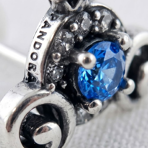 Pandora Cinderella Pumpkin Coach Earrings new, blue and silver