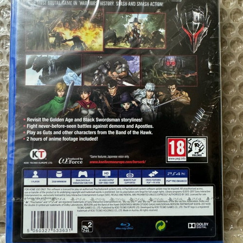 PS4 Game Berserk and the Band of the Hawk new, English