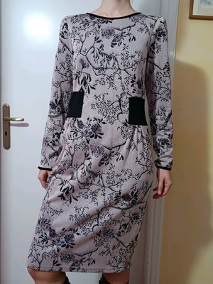 Raxevsky midi floral dress grey beige like new