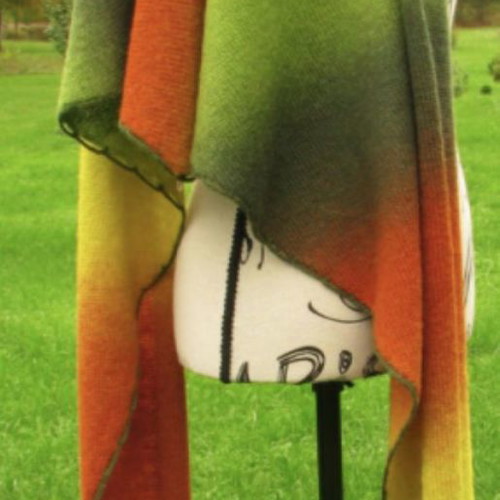 Handmade wool scarf green-yellow-orange like new