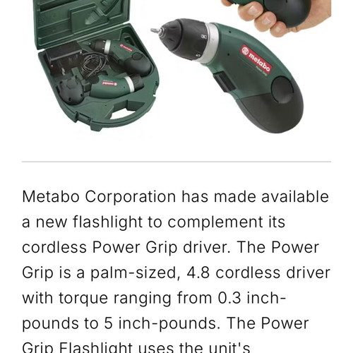 Metabo drill screwdriver and flashlight used