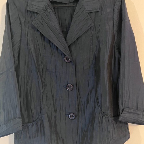 Laura Lardini blazer jacket, navy blue, crinkled texture