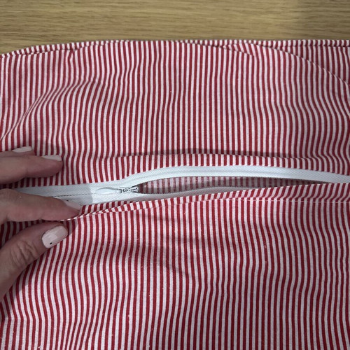 Butler’s pillowcases used, set of 2, red and striped