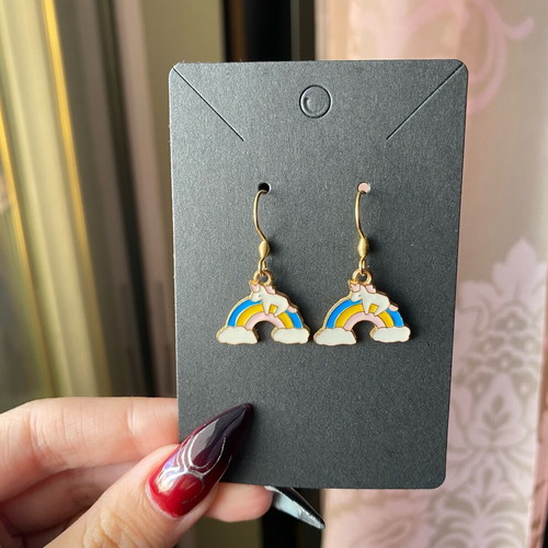 Unicorn Earrings with Rainbow new, multicolored and gold-toned
