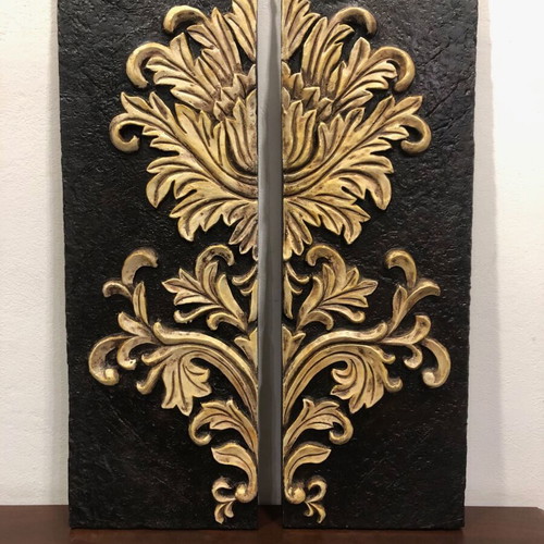 Embossed wall decor like new, two pieces 30x90 cm