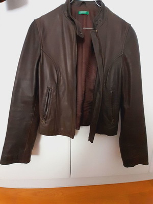 Δερμάτινο jacket Benetton μεταχειρισμένο, καφέ, μέγεθος S