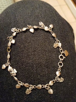 Silver 925 bracelet with butterflies and hearts like new