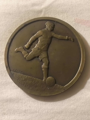 Commemorative coin of Greek - English fleet football match 1927 used