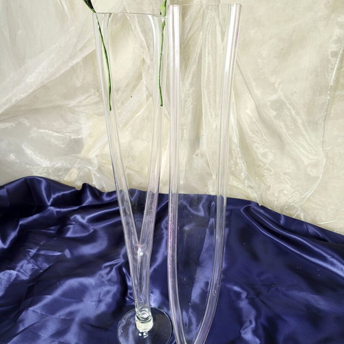 Decorative Floor Vases Set of 2 70cm Clear Glass Like New