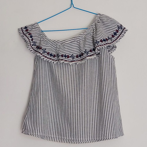 H&M cotton blouse, white and grey, size M