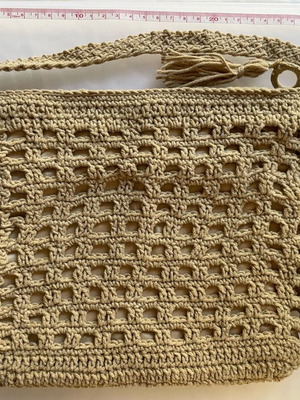 Knitted crossbody bag handmade with zipper and 3 compartments, like new