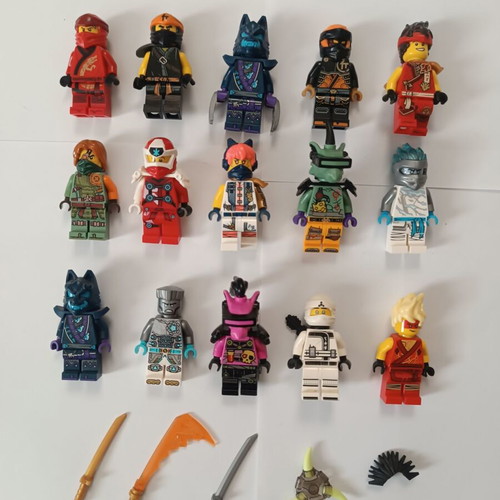 LEGO Ninjago minifigures bundle with weapons, 15 pieces like new