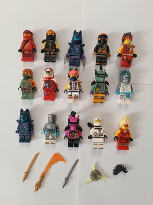 LEGO Ninjago minifigures bundle with weapons, 15 pieces like new