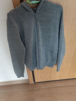 Wool cardigan with hood used gray medium condition size M