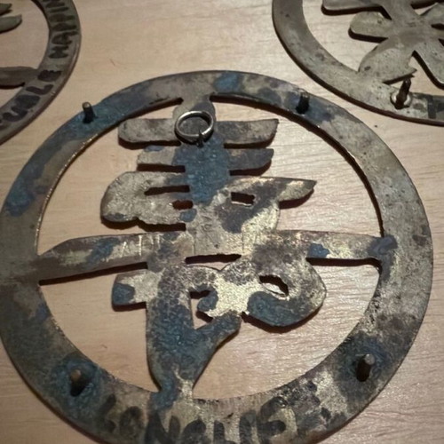 Fu Lu Shou vintage wall decorations set of 3 brass used